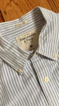 Abercrombie & Fitch Hemd Gr. M Streifen Elch Helles Blau