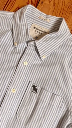 Abercrombie & Fitch Hemd Gr. M Streifen Elch Helles Blau