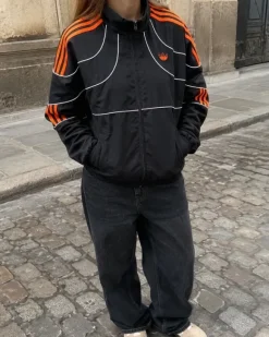 adidas Originals Trainingsjacke – Schwarz / Orange – Trefoil – Größe S