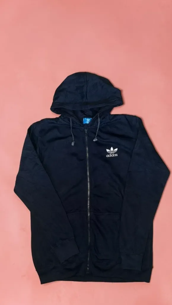 Adidas Originals Vintage Zip Hoodie | 90s Retro Style | Schwarz | Unisex | Gr. M