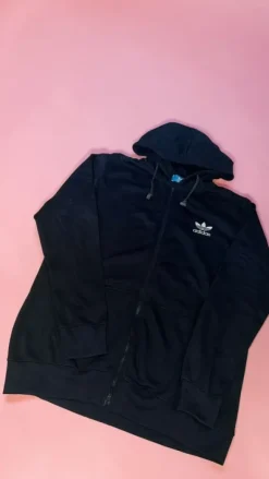 Adidas Originals Vintage Zip Hoodie | 90s Retro Style | Schwarz | Unisex | Gr. M