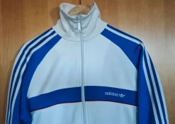 Adidas Retro Trainingsjacke sehr gut deutsche Größe L US-Größe M weiß blau