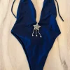 Alessandra Rich Luxuriöser Badeanzug XS 34 Neu Blau