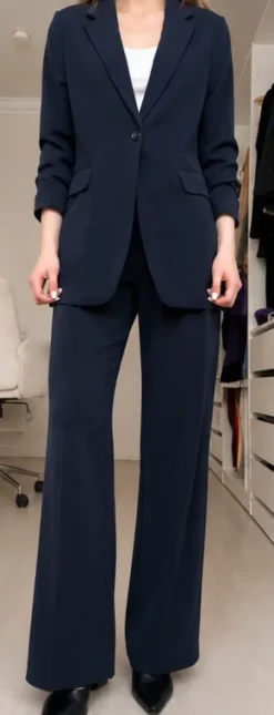 Anzug Set aus Blazer+Stoffhose dunkelblau