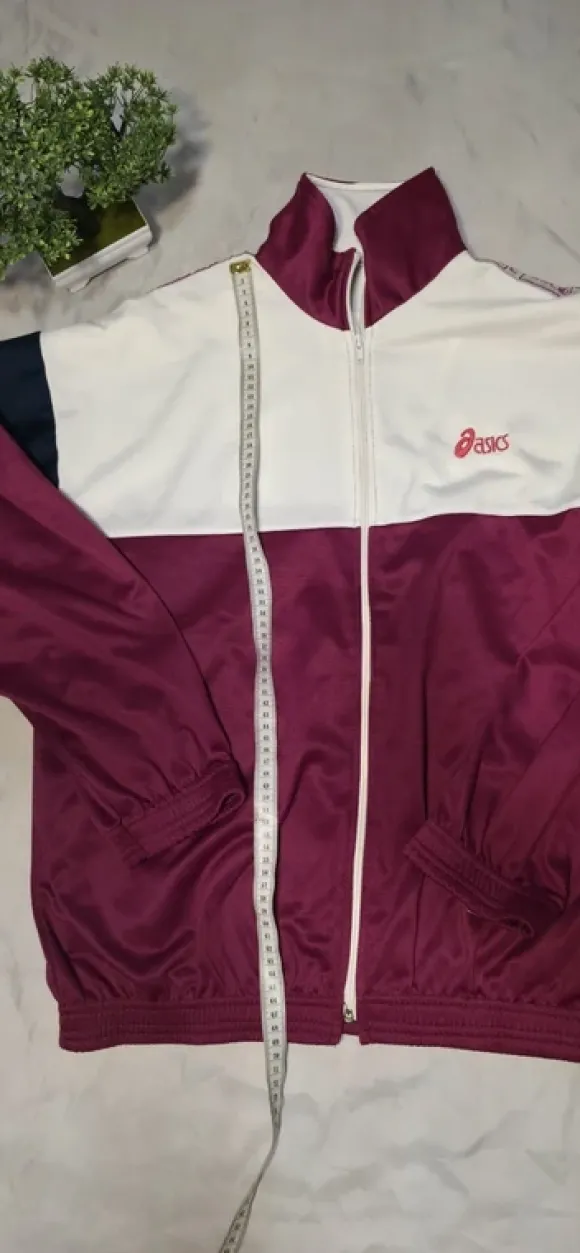Asics Vintage Track Jacket Burgundy Weiß Y2K Retro Sportswear Größe L