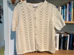Baumwollsrickjacke kurzarm Gr.40 creme/beige