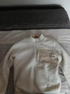 Beige Fleecejacke mit Fell L