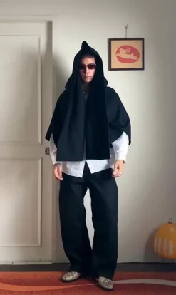 Black Batwing Sleeve Cárdigan Cape