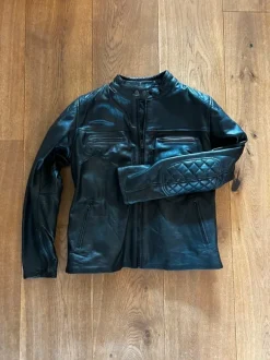 Black Leather Motor Jacket / Bomber – Unisex Size S – New