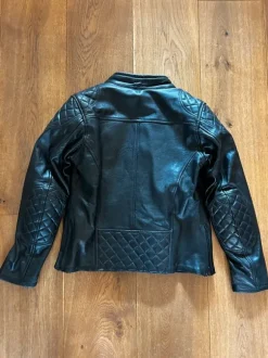 Black Leather Motor Jacket / Bomber – Unisex Size S – New