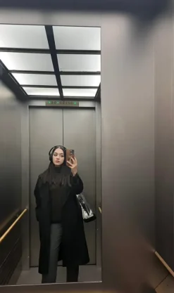 Black Long Coat Size S/M | Minimal Chic