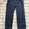 Blaue Musseline Hose Locker High Waist - Größe 40-42