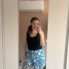 Blauw/Witte Print Short met Strikdetail – Maat 46