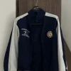 Bomberjacke Stradivarius Windjacke Vintage blau weiß