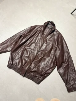 Bordeaux/bruin leren jas