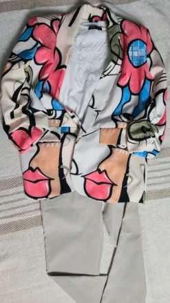 Bunte Oversize Blazer Jacke mit Print