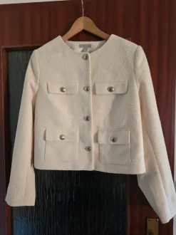 Cremefarbene Boucle Jacke H+M