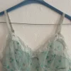 Cute Y2K floral lingerie top in babyblau