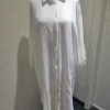 Damen musselin blusenkleid middikleid weiß