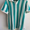 DENIM Tom Tailor Häkel-Poloshirt, gestreift, Gr. L
