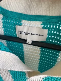 DENIM Tom Tailor Häkel-Poloshirt, gestreift, Gr. L