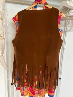 Déguisement Hippie Femme 70’s Complet – Robe + Gilet + Accessoires – Taille L
