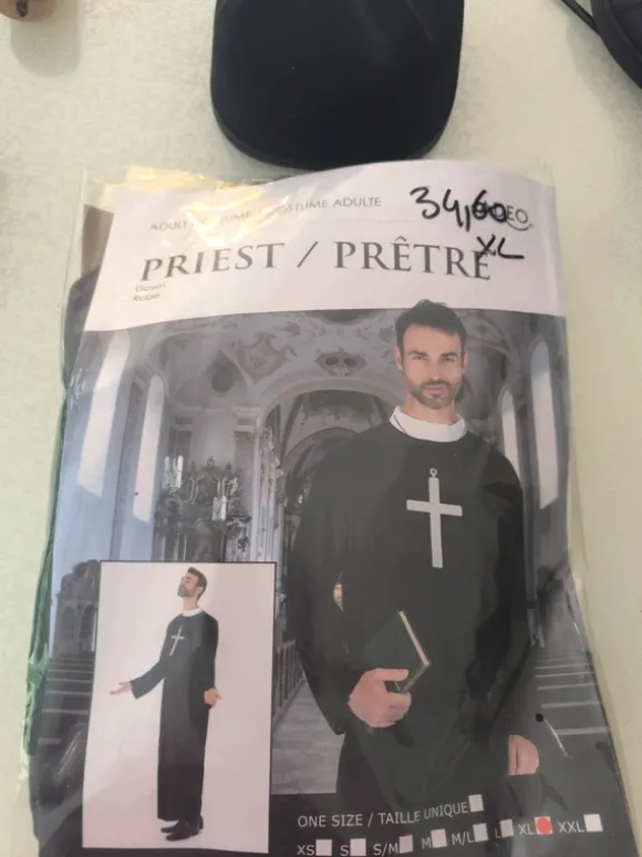 Déguisement prêtre taille xl