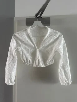 Dirndlbluse Weiß Langarm