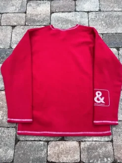 Dolce & Gabbana Fleece Pullover Bedruckt Y2K Designer 00s Herren Unisex Rot Weiß M