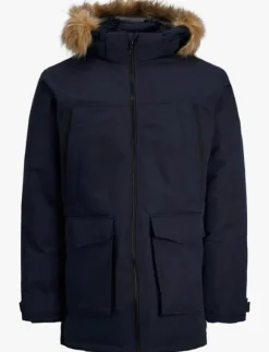 Doudoune, capuche, bleu marine, Jack and Jones