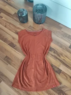 Edc Damen Kleid braun Kurzarm Grösse M