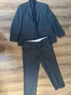 Ensemble costume gris oversize vintage homme - blazer + pantalon - style old money