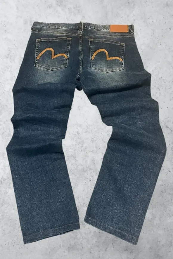 Evisu Jeans W34 Vintage Denim Seagull Logo