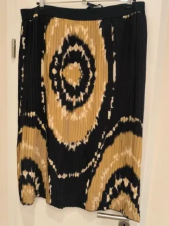 Faltenrock, Ulla Popken, blau, beige, 50/52