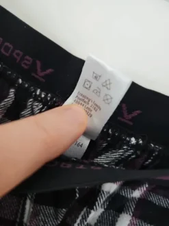 Flanellhose für zu Hause | lila / sw kariert | Größe XXL | 100% Baumwolle
