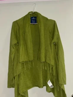Giftgrüne Weste/Cardigan mit Fransen von Tom Tailor (Größe XL)