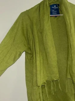 Giftgrüne Weste/Cardigan mit Fransen von Tom Tailor (Größe XL)