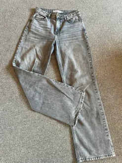 Graue wide leg jeans high waist