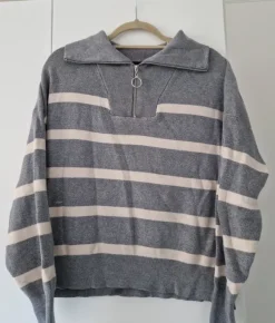 Grauer Pullover mit Zipper in M von Vero Moda