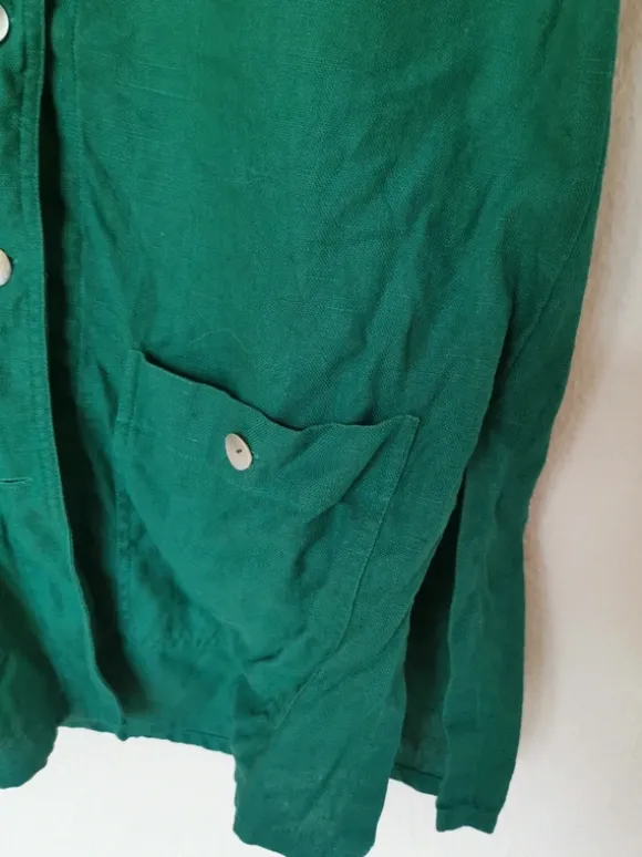 Grüner Vintage Blazer kurzarm aus Leinen