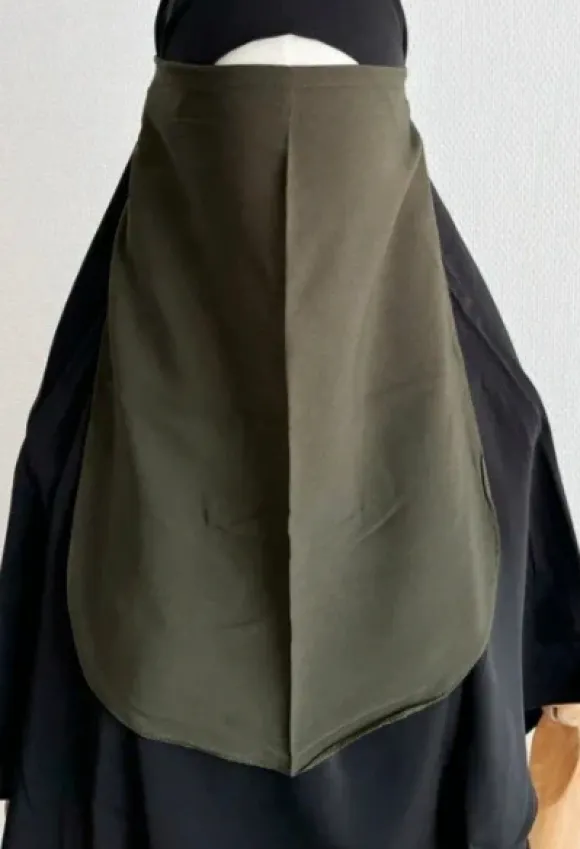half niqab khaki whoolpeach - elastisch