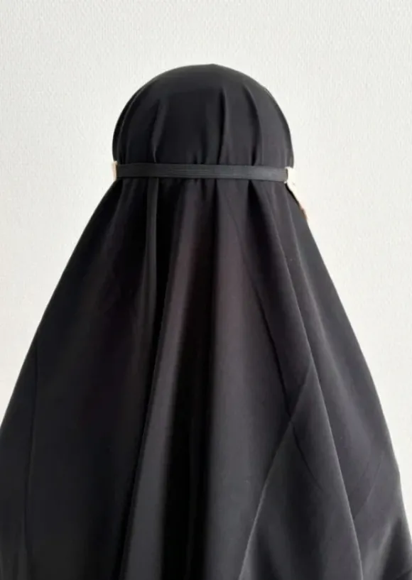 half niqab khaki whoolpeach - elastisch