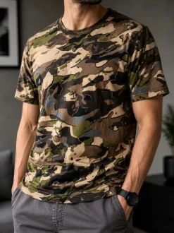 Herren Camouflage T-Shirt Decathlon S Tarnmuster Army Freizeit Shirt