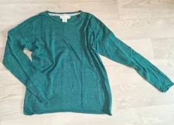 H&M Baumwoll-Leinen-Pullover Gr.S türkis-meliert Topzustand