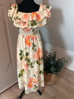 H&M off-the-shoulderjurk met volants- nieuw