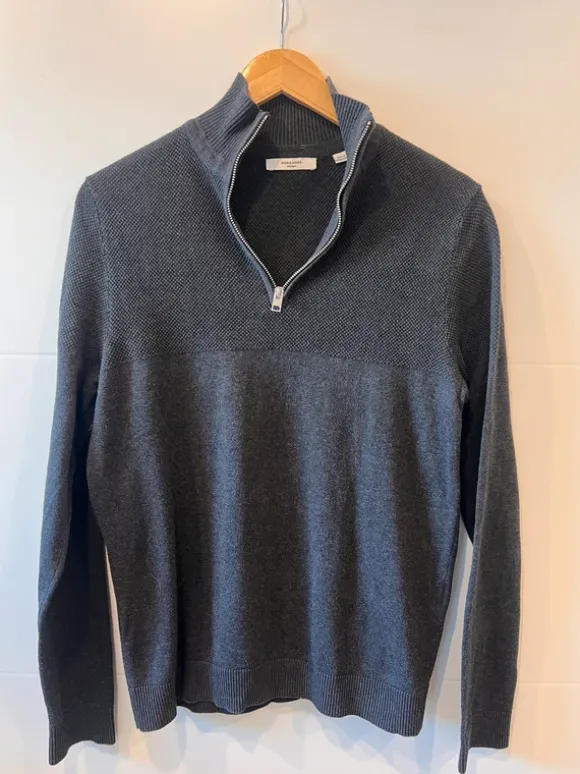 Jack & Jones Premium Pullover mit Reiverschlusskragen Größe M dunkelgrau