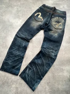 Japanese Evisu Straight Fit Denim | Dark Blue | W28 L32
