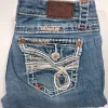 Jeans Miss Me Jeans Y2k Flared Bootcut Low waist Vintage Backprint Hose Blau Größe:XS