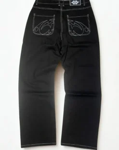 Jeans baggy black con cuciture White Taglia S