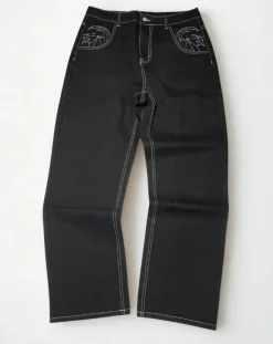 Jeans baggy black con cuciture White Taglia S